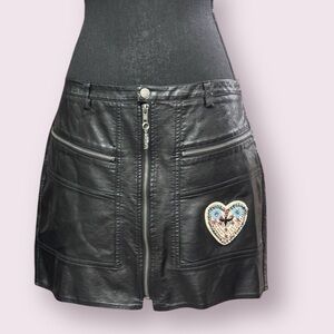 Altar'd State Black Mini Skirt with Heart Patch